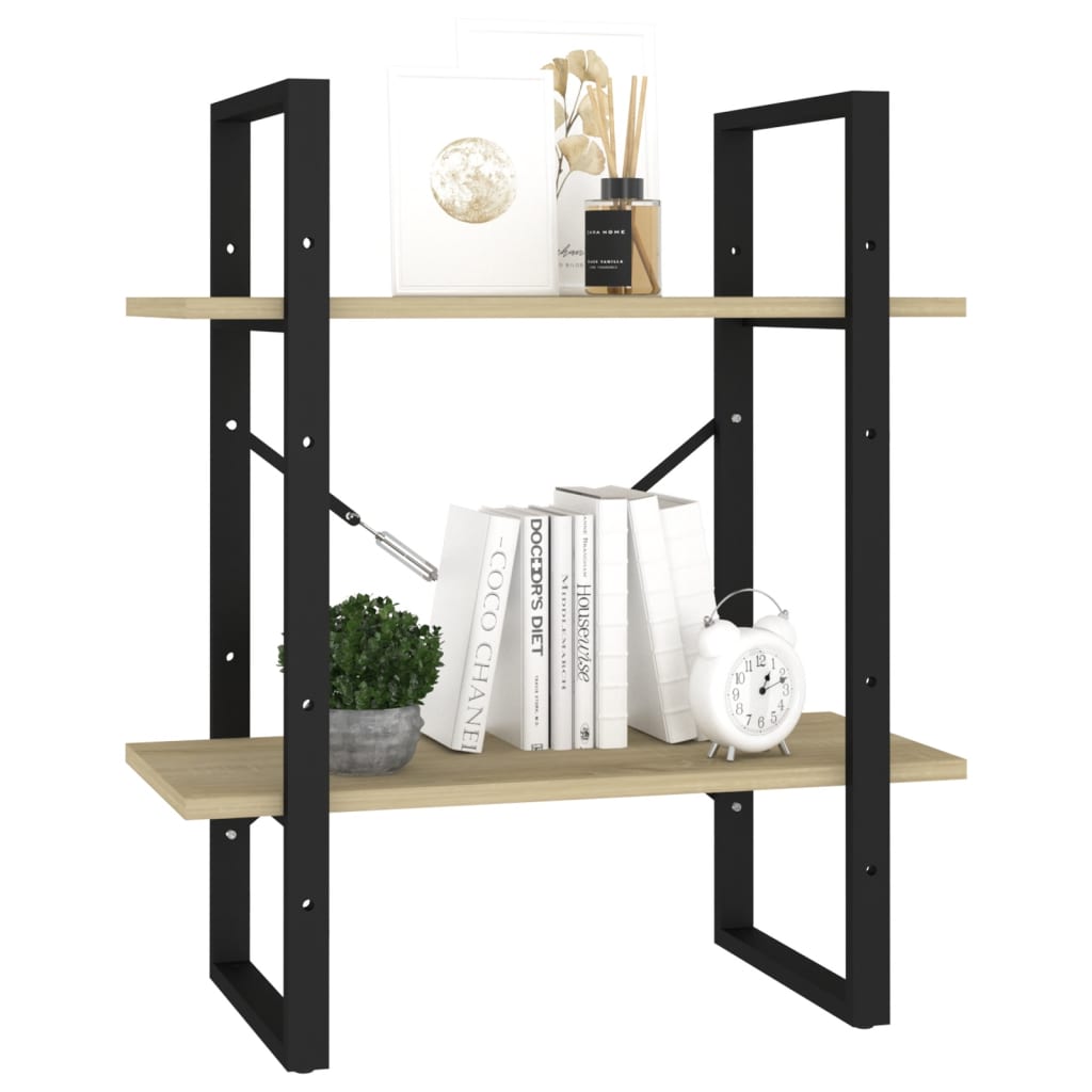 vidaXL 2-Tier Book Cabinet Sonoma Oak 60x30x70 cm Engineered Wood