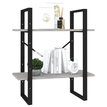 vidaXL 2-Tier Book Cabinet Concrete Grey 60x30x70 cm Engineered Wood