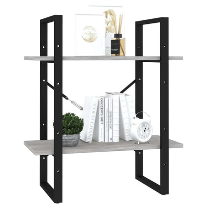 806431 vidaXL 2-Tier Book Cabinet Concrete Grey 60x30x70 cm Engineered Wood