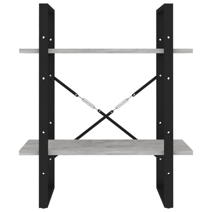 vidaXL 2-Tier Book Cabinet Concrete Grey 60x30x70 cm Engineered Wood