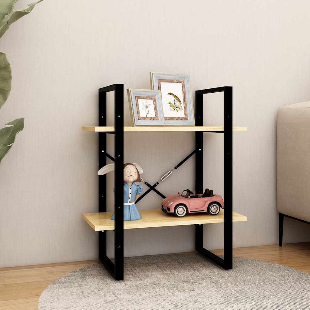 806432 vidaXL 2-Tier Book Cabinet 60x30x70 cm Solid Wood Pine