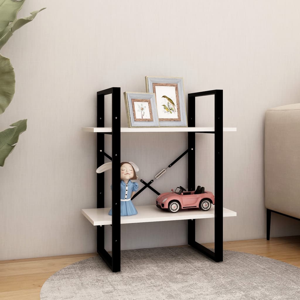 vidaXL 2-Tier Book Cabinet White 60x30x70 cm Solid Pine Wood