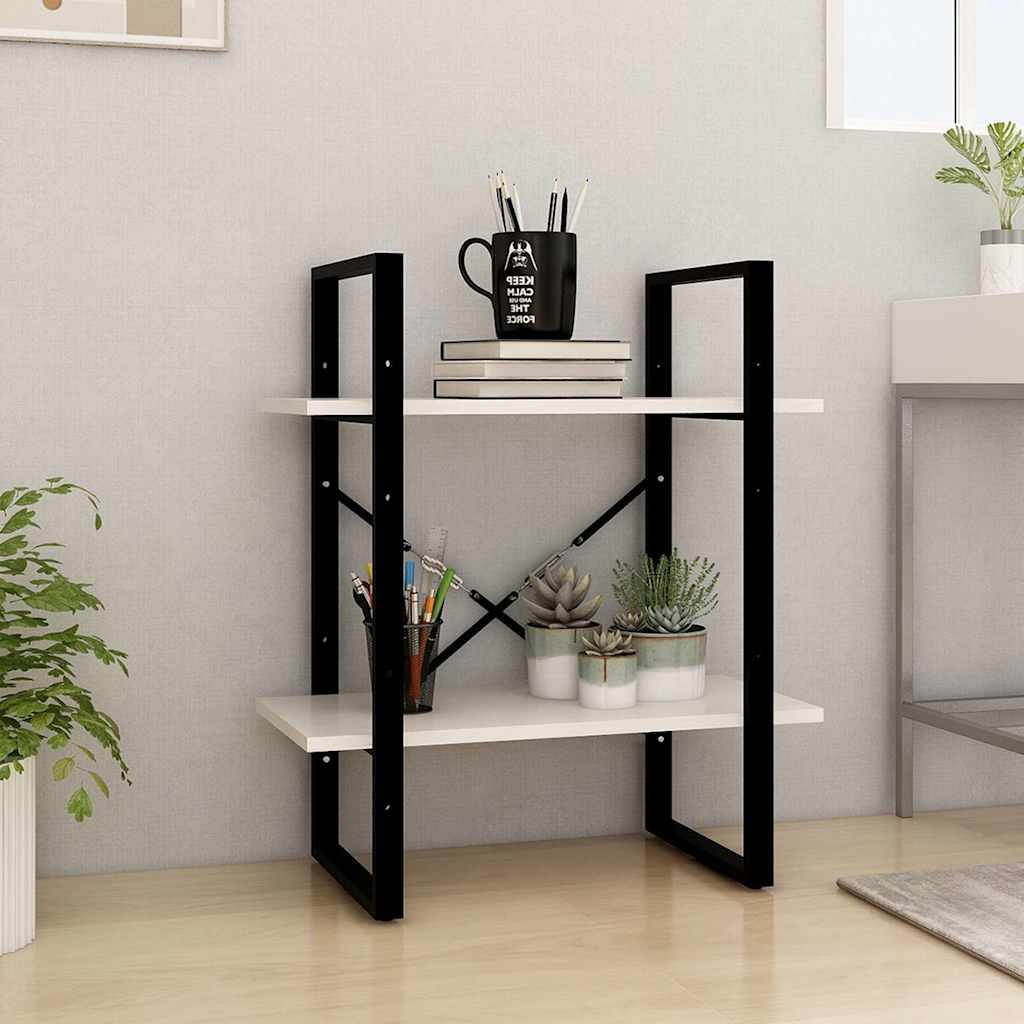 806433 vidaXL 2-Tier Book Cabinet White 60x30x70 cm Solid Wood Pine