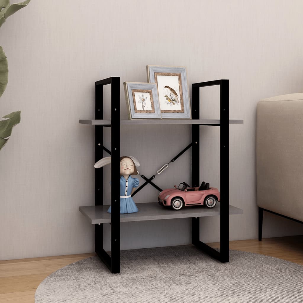 vidaXL 2-Tier Book Cabinet Grey 60x30x70 cm Solid Pine Wood