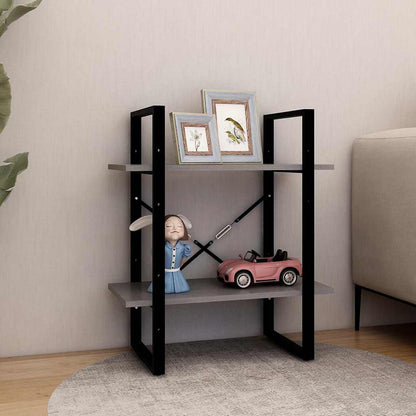 806434 vidaXL 2-Tier Book Cabinet Grey 60x30x70 cm Solid Wood Pine