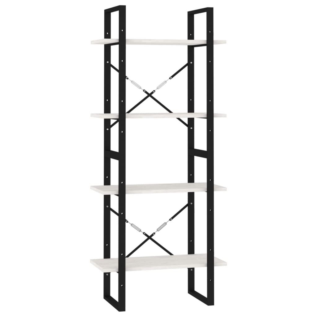 vidaXL 4-Tier Book Cabinet White 60x30x140 cm Solid Pine Wood