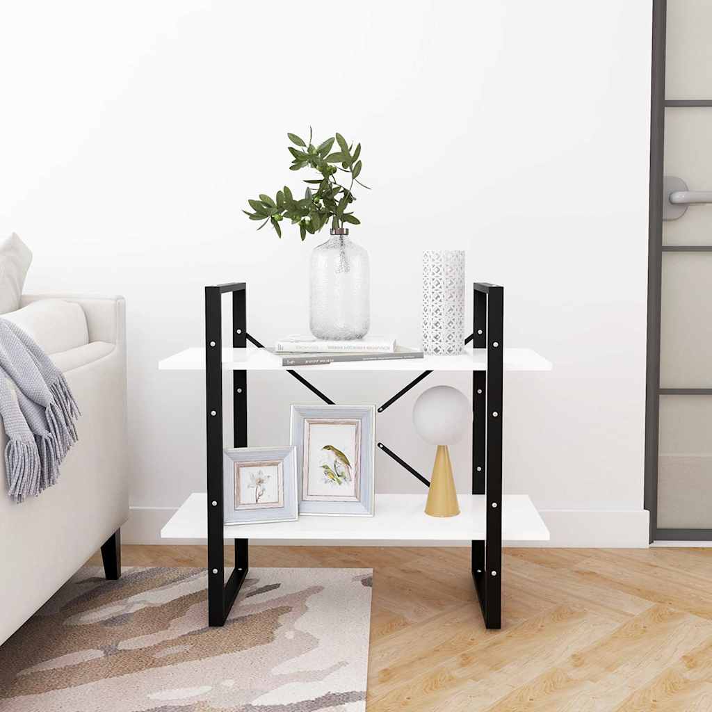 806447 vidaXL 2-Tier Book Cabinet White 80x30x70 cm Engineered Wood