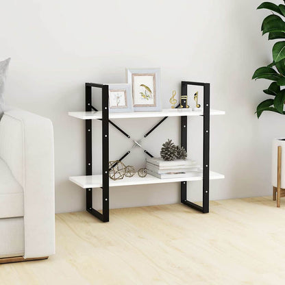 806447 vidaXL 2-Tier Book Cabinet White 80x30x70 cm Engineered Wood