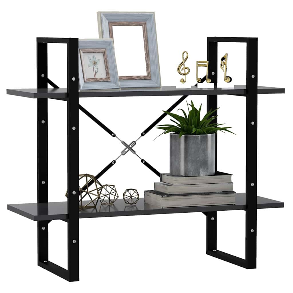 806449 vidaXL 2-Tier Book Cabinet Grey 80x30x70 cm Engineered Wood