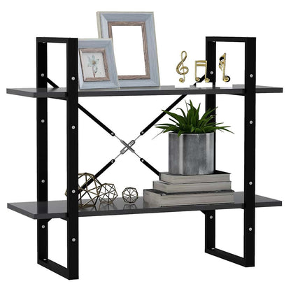 806449 vidaXL 2-Tier Book Cabinet Grey 80x30x70 cm Engineered Wood