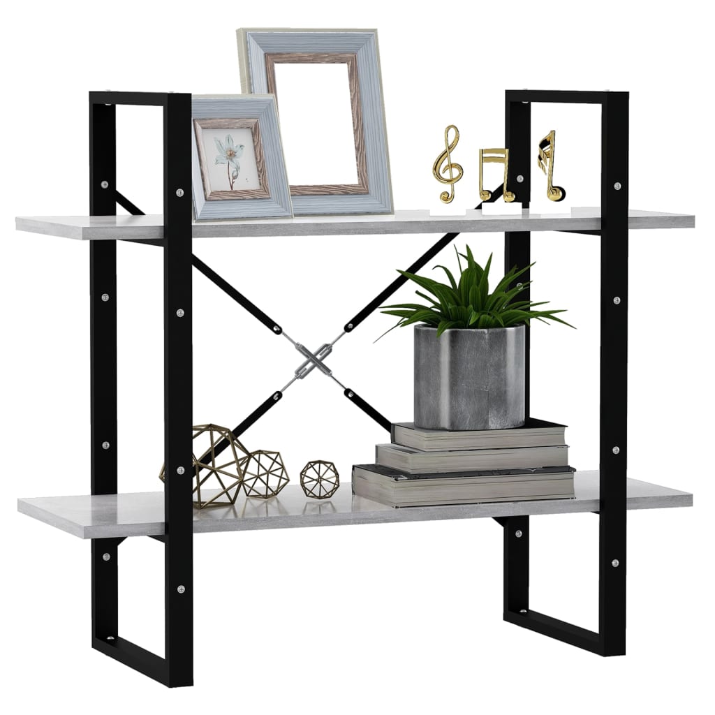 vidaXL 2-Tier Book Cabinet Concrete Grey 80x30x70 cm Engineered Wood