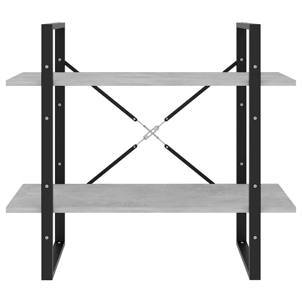 806451 vidaXL 2-Tier Book Cabinet Concrete Grey 80x30x70 cm Engineered Wood