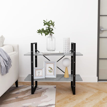 vidaXL 2-Tier Book Cabinet Concrete Grey 80x30x70 cm Engineered Wood