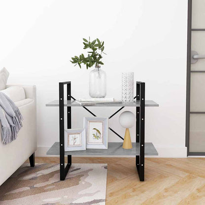 806451 vidaXL 2-Tier Book Cabinet Concrete Grey 80x30x70 cm Engineered Wood