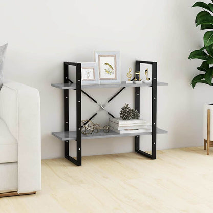 806451 vidaXL 2-Tier Book Cabinet Concrete Grey 80x30x70 cm Engineered Wood