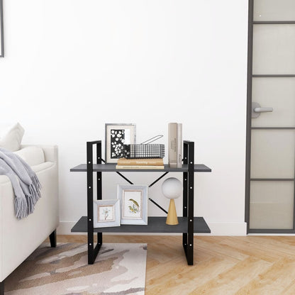 vidaXL 2-Tier Book Cabinet Grey 80x30x70 cm Solid Pine Wood