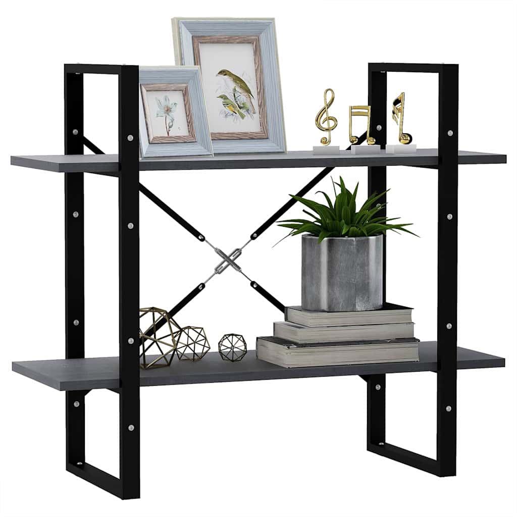 806454 vidaXL 2-Tier Book Cabinet Grey 80x30x70 cm Solid Wood Pine