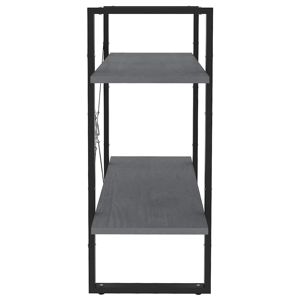 806454 vidaXL 2-Tier Book Cabinet Grey 80x30x70 cm Solid Wood Pine