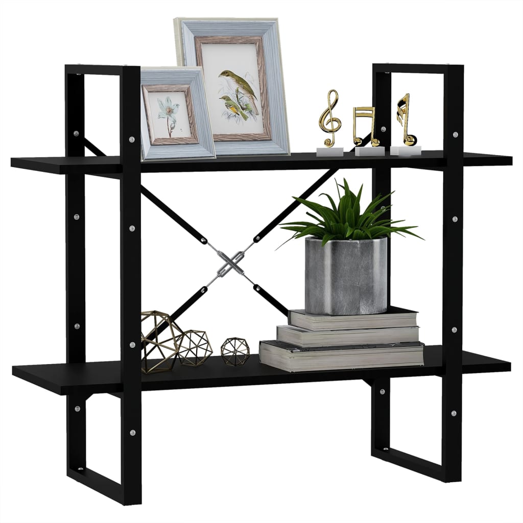 vidaXL Book Cabinet | Black | Solid pine wood, metal | Medium | Book Cabinet