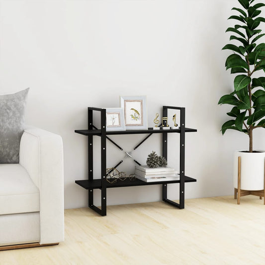 vidaXL 2-Tier Book Cabinet Black 80x30x70 cm Solid Wood Pine
