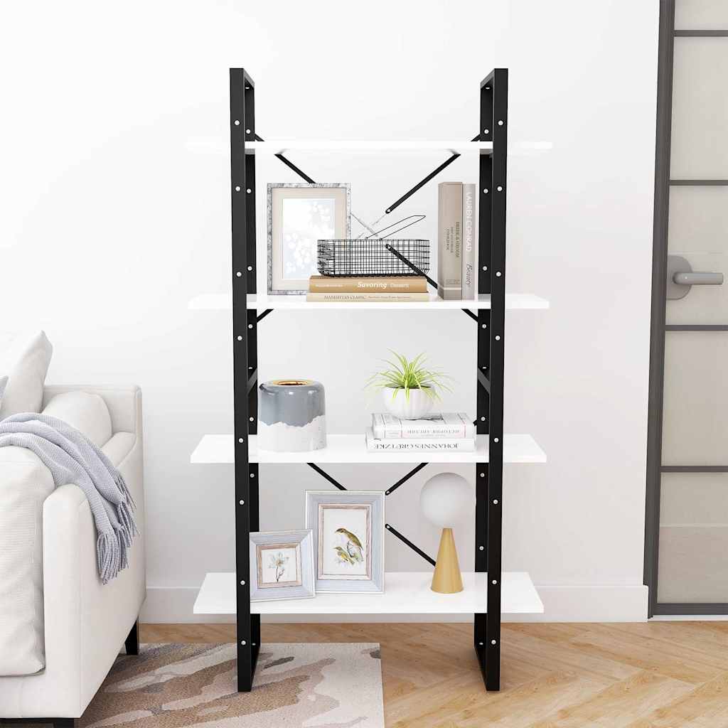 806457 vidaXL 4-Tier Book Cabinet White 80x30x140 cm Engineered Wood