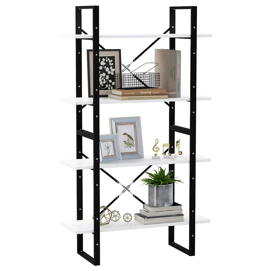 806457 vidaXL 4-Tier Book Cabinet White 80x30x140 cm Engineered Wood