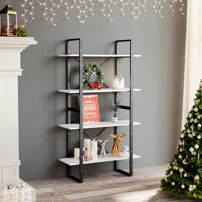 806457 vidaXL 4-Tier Book Cabinet White 80x30x140 cm Engineered Wood