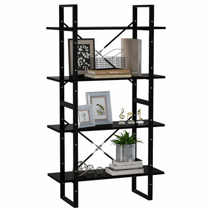 806458 vidaXL 4-Tier Book Cabinet Black 80x30x140 cm Engineered Wood