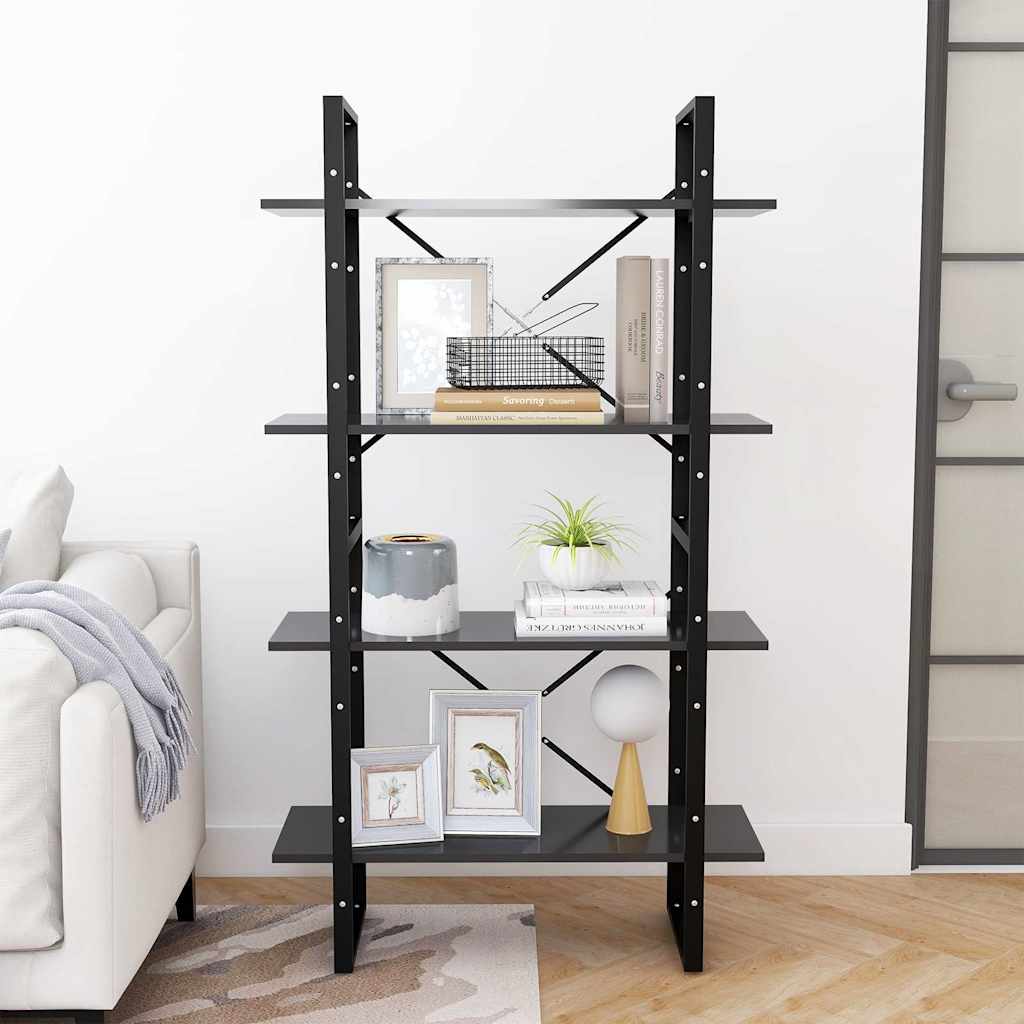 806459 vidaXL 4-Tier Book Cabinet Grey 80x30x140 cm Engineered Wood