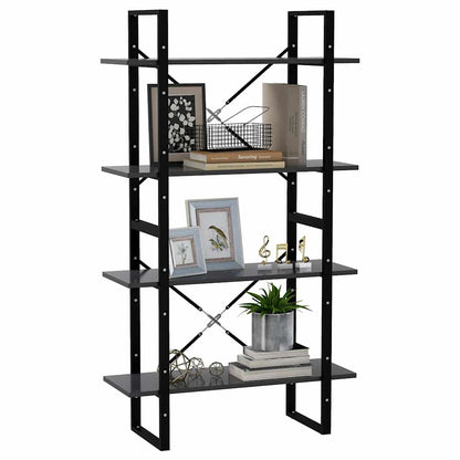 806459 vidaXL 4-Tier Book Cabinet Grey 80x30x140 cm Engineered Wood