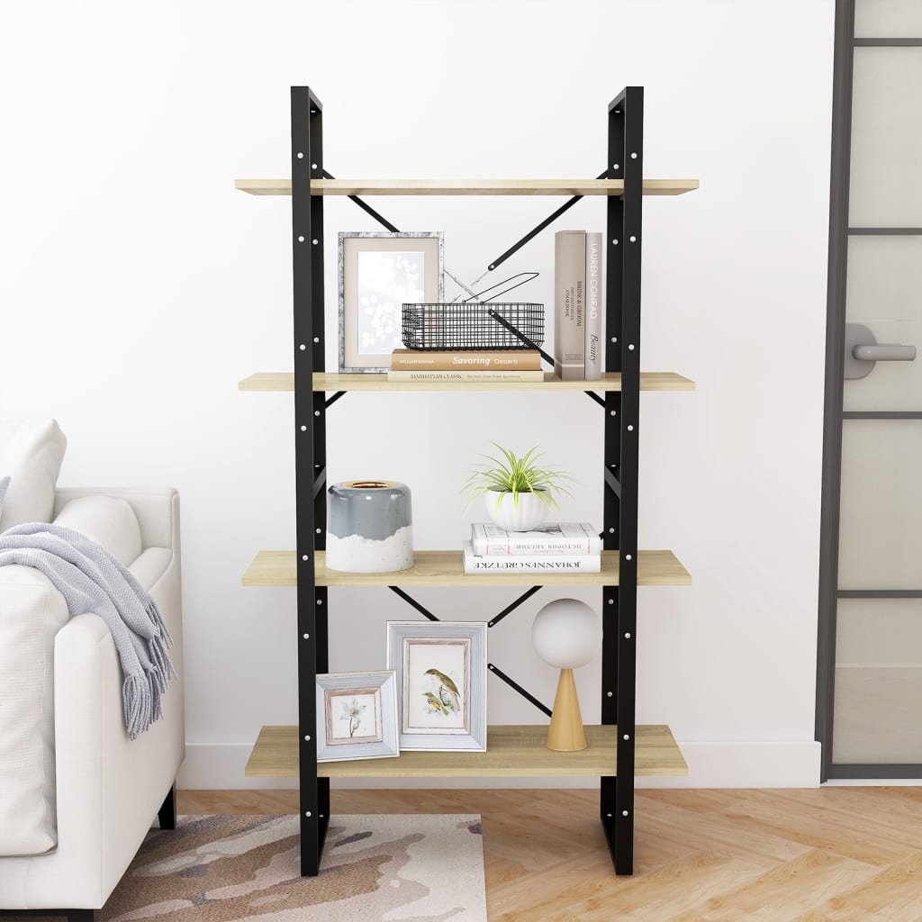 vidaXL 4-Tier Book Cabinet Sonoma Oak 80x30x140 cm Engineered Wood