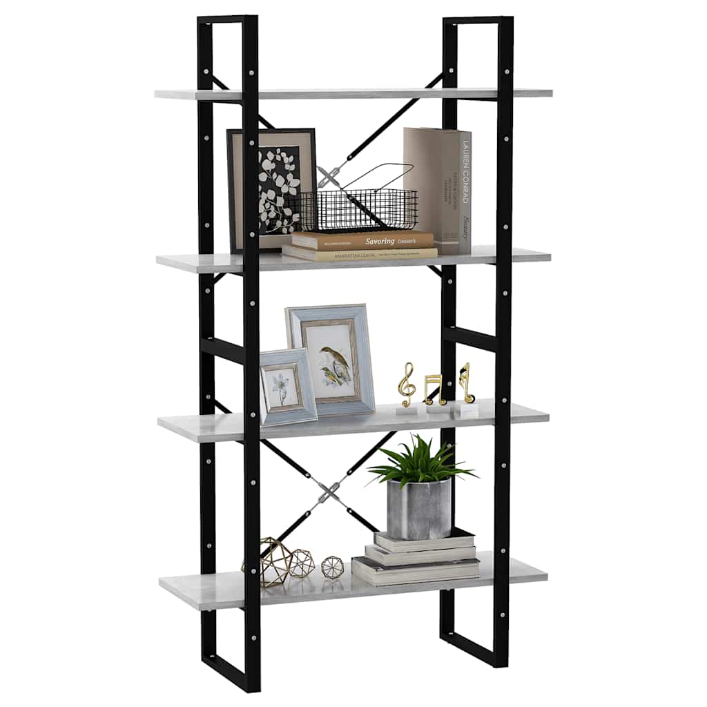 vidaXL 4-Tier Book Cabinet Concrete Grey 80x30x140 cm Engineered Wood