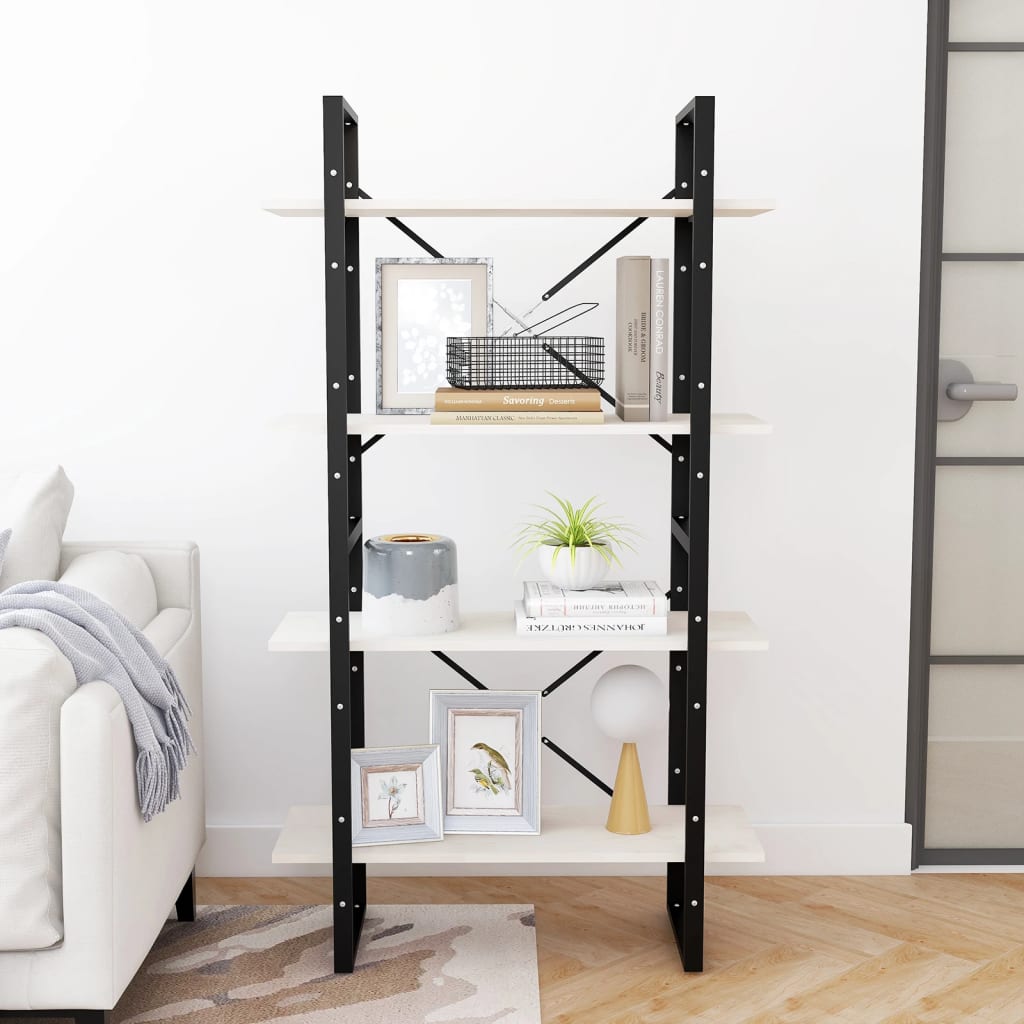 vidaXL 4-Tier Book Cabinet White 80x30x140 cm Solid Pine Wood
