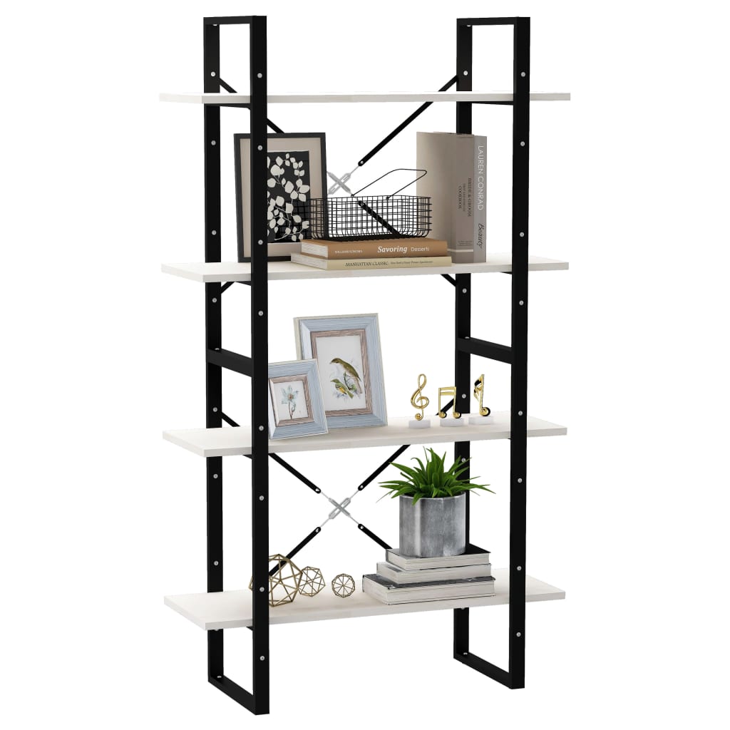 vidaXL 4-Tier Book Cabinet White 80x30x140 cm Solid Pine Wood