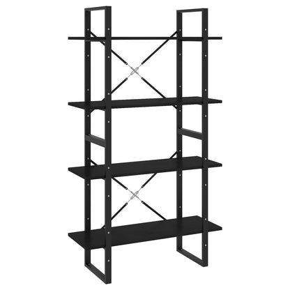 vidaXL Book Cabinet | Black | Solid Pine Wood, Metal | 80 x 30 x 140 cm
