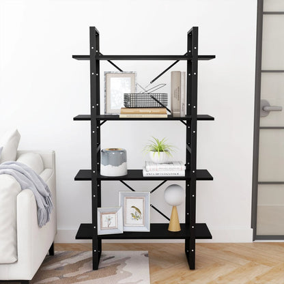 vidaXL Book Cabinet | Black | Solid Pine Wood, Metal | 80 x 30 x 140 cm