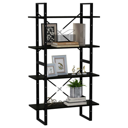 vidaXL Book Cabinet | Black | Solid Pine Wood, Metal | 80 x 30 x 140 cm