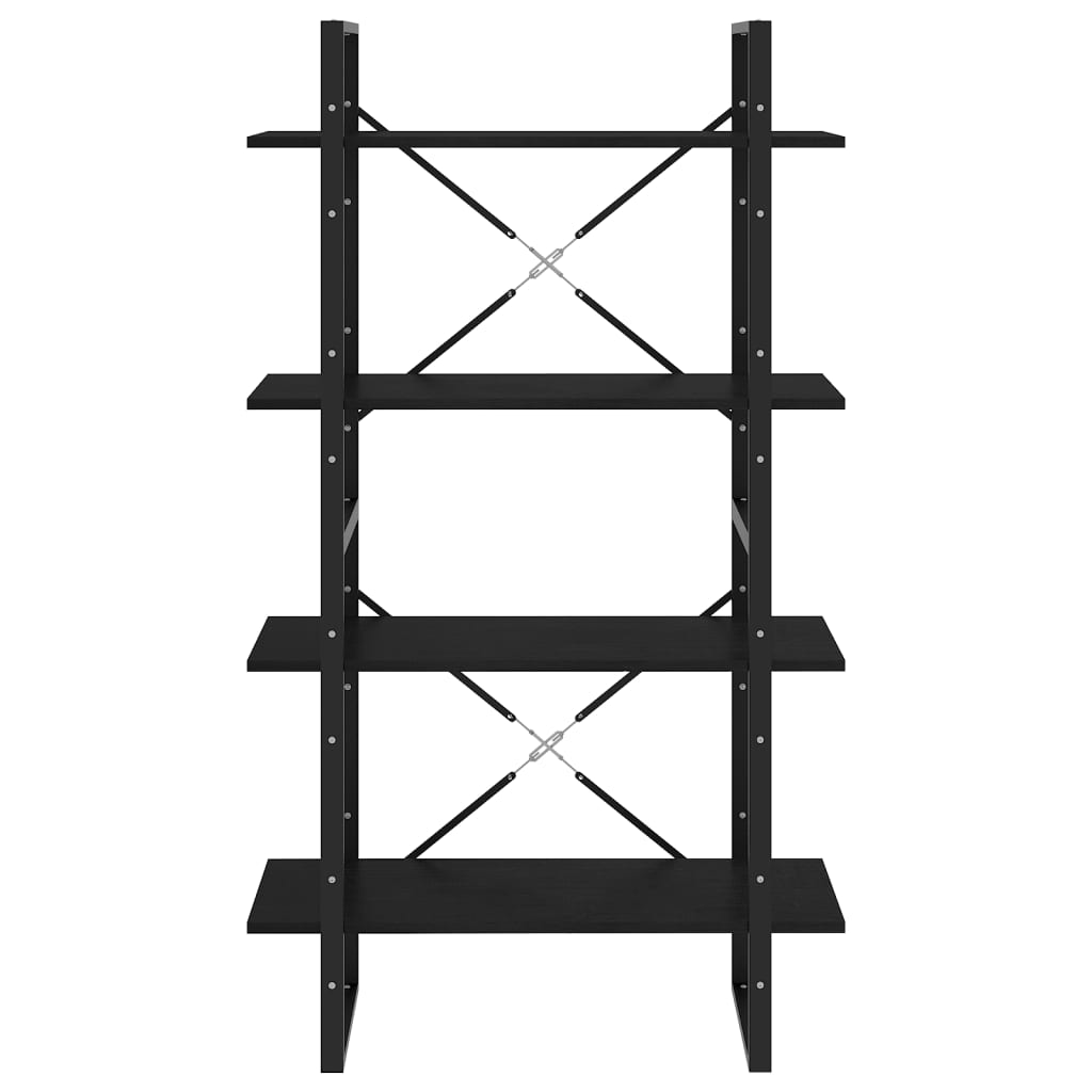 vidaXL Book Cabinet | Black | Solid Pine Wood, Metal | 80 x 30 x 140 cm