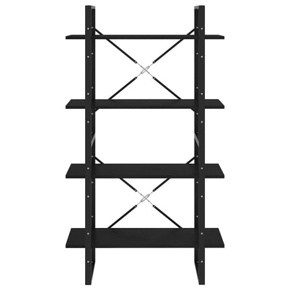 vidaXL Book Cabinet | Black | Solid Pine Wood, Metal | 80 x 30 x 140 cm
