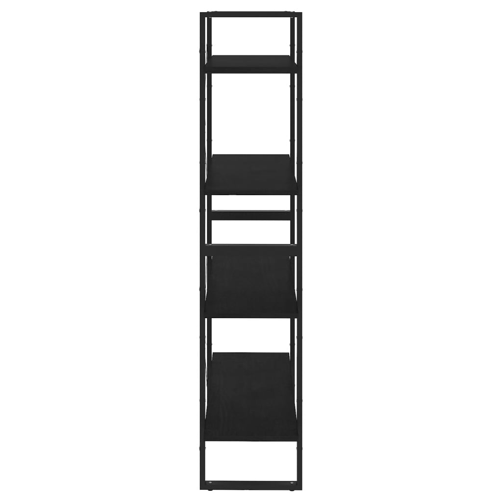 vidaXL Book Cabinet | Black | Solid Pine Wood, Metal | 80 x 30 x 140 cm