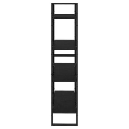 vidaXL Book Cabinet | Black | Solid Pine Wood, Metal | 80 x 30 x 140 cm