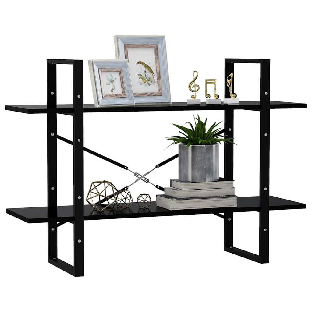 806468 vidaXL 2-Tier Book Cabinet Black 100x30x70 cm Engineered Wood