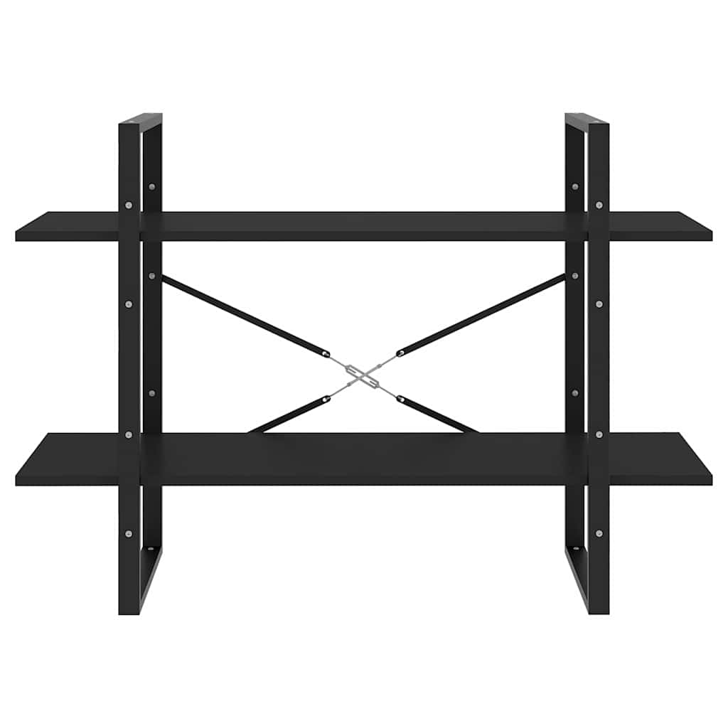 806468 vidaXL 2-Tier Book Cabinet Black 100x30x70 cm Engineered Wood