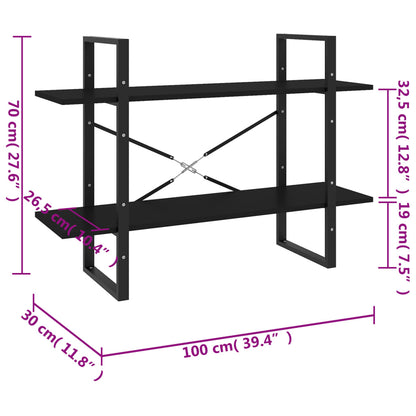 vidaXL Book Cabinet | Black | Engineered wood | 100 x 30 x 70 cm | Book Cabinet