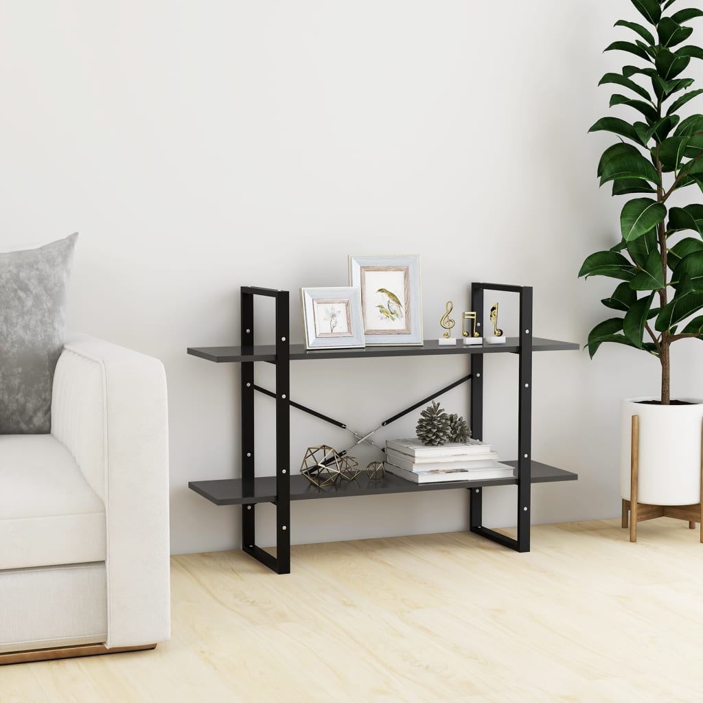 vidaXL 2-Tier Book Cabinet Grey 100x30x70 cm Engineered Wood