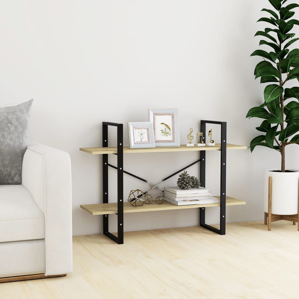 vidaXL 2-Tier Book Cabinet Sonoma Oak 100x30x70 cm Engineered Wood