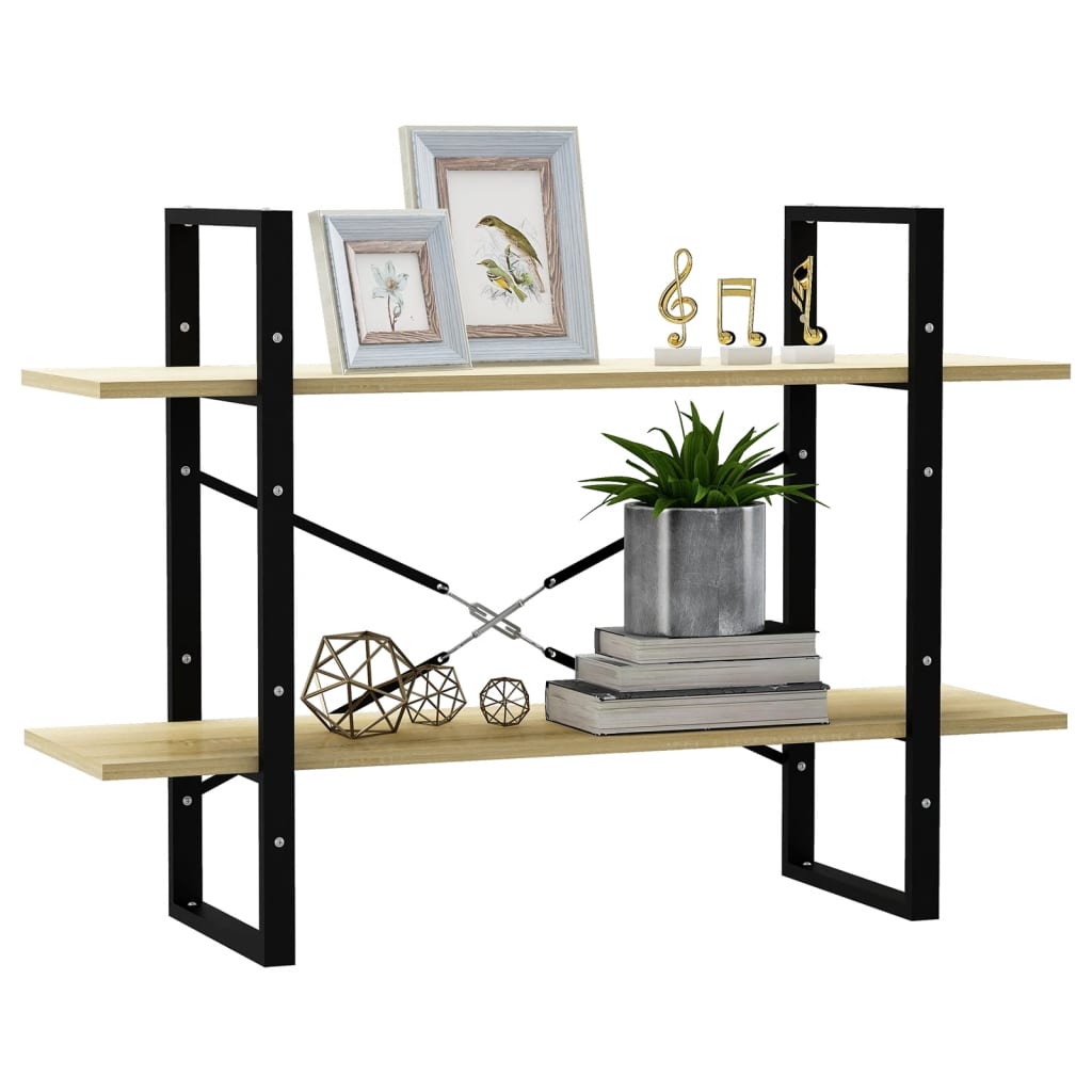 vidaXL 2-Tier Book Cabinet Sonoma Oak 100x30x70 cm Engineered Wood
