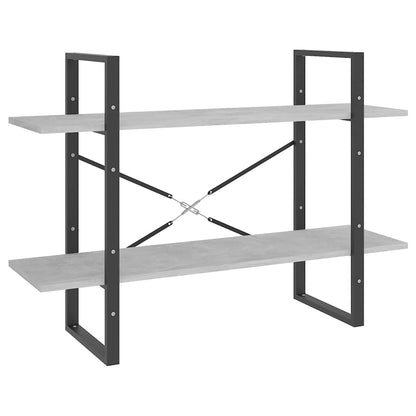 806471 vidaXL 2-Tier Book Cabinet Concrete Grey 100x30x70 cm Engineered Wood