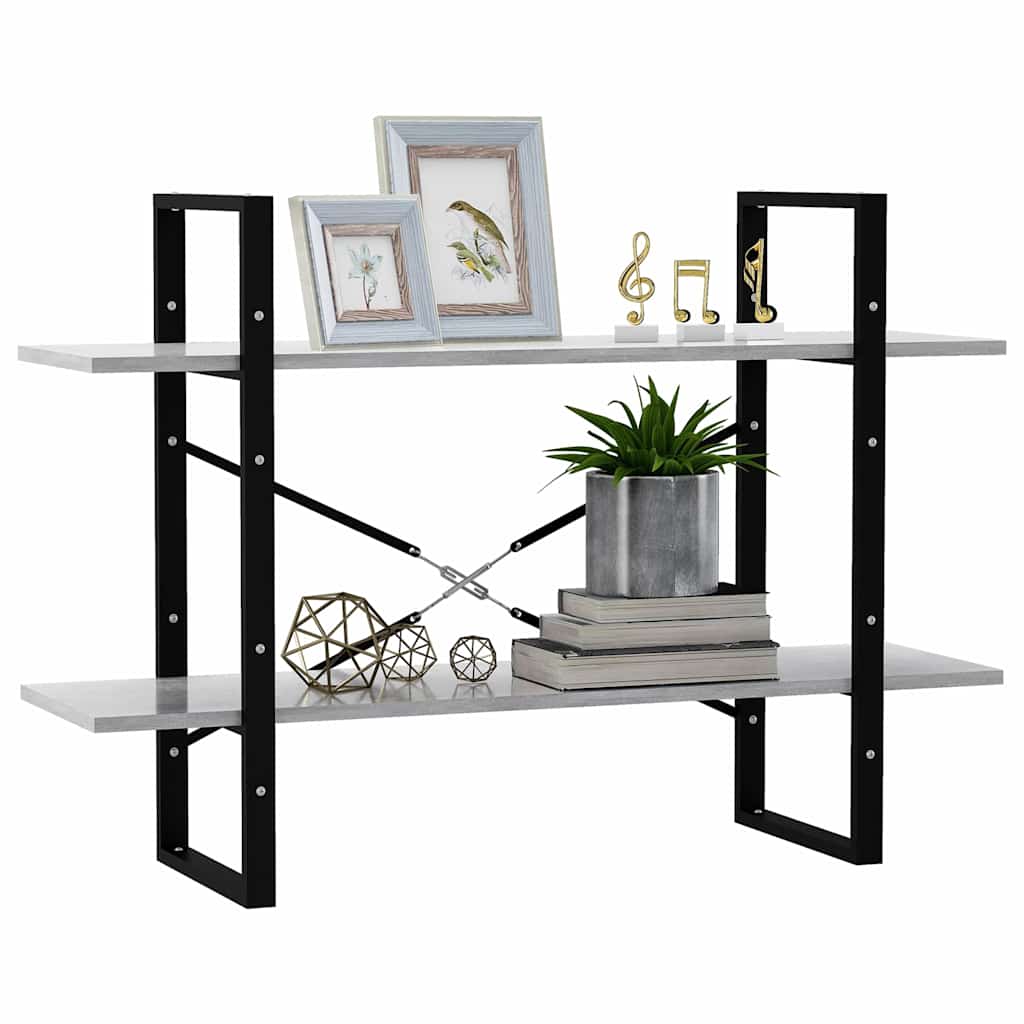 806471 vidaXL 2-Tier Book Cabinet Concrete Grey 100x30x70 cm Engineered Wood