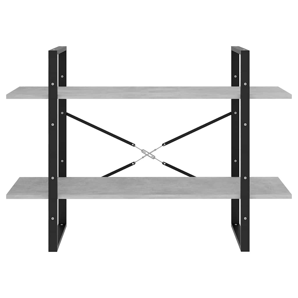 806471 vidaXL 2-Tier Book Cabinet Concrete Grey 100x30x70 cm Engineered Wood